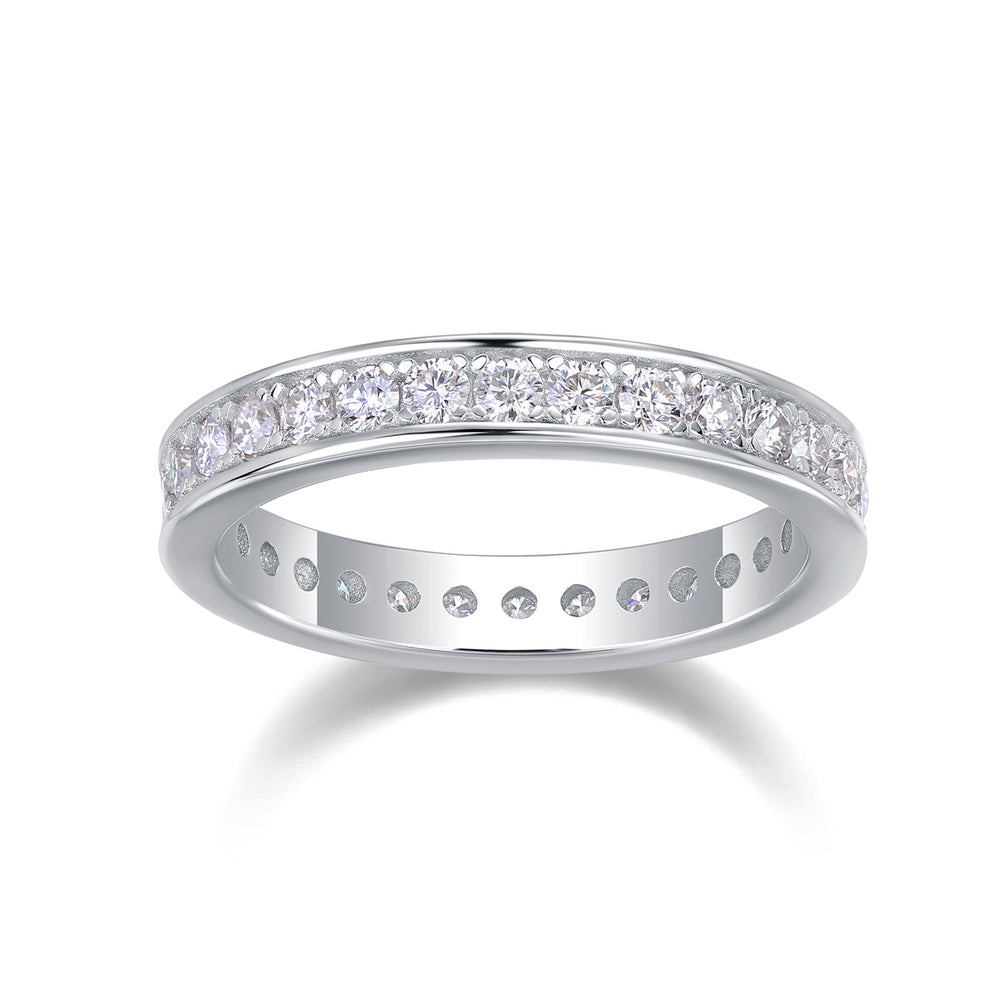 Trajectory - Set With Top-quality Moissanite S925 Silver And Platinum-plated Diamond Wedding Ring, The Ring Can Be Tested With A Diamond Pen In Gold And Rose Gold