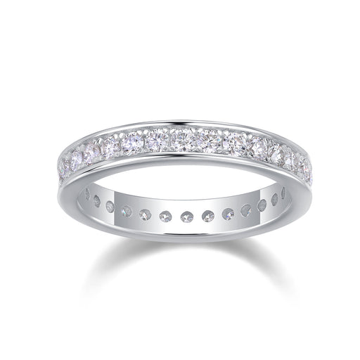 Trajectory - Set With Top-quality Moissanite S925 Silver And Platinum-plated Diamond Wedding Ring, The Ring Can Be Tested With A Diamond Pen In Gold And Rose Gold