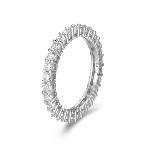 Amazon Essentials Eternity Band Cubic Zirconia Demi Fine Stacking Ring in Sterling Silver