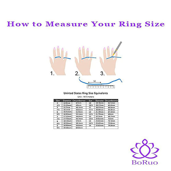 BORUO Sterling Silver Ring - Wedding Bands for Women, Eternity Band, Cubic Zirconia Simulated Diamond Stackable Band for Oura Ring Gen3/4-1.5mm 3mm Band Size 4-12