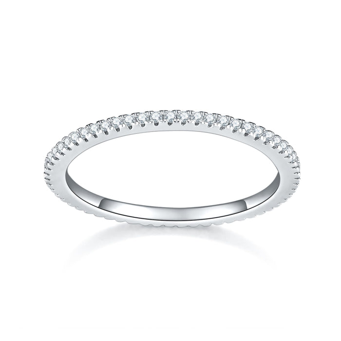 BORUO Sterling Silver Ring - Wedding Bands for Women, Eternity Band, Cubic Zirconia Simulated Diamond Stackable Band for Oura Ring Gen3/4-1.5mm 3mm Band Size 4-12