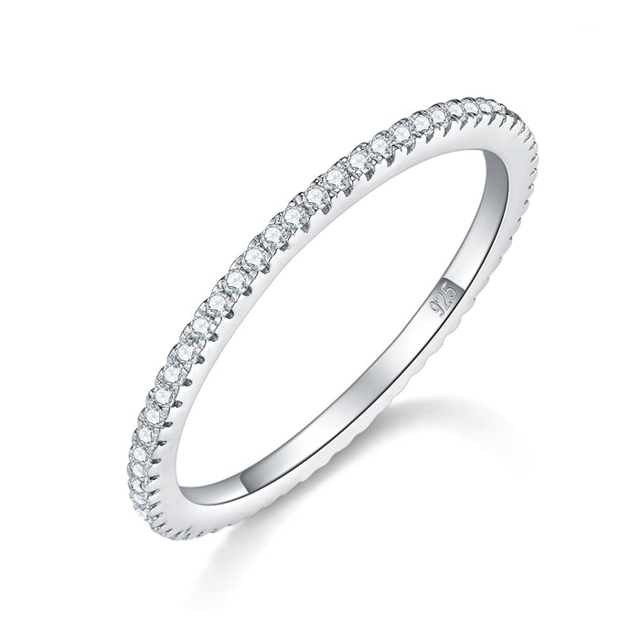 BORUO Sterling Silver Ring - Wedding Bands for Women, Eternity Band, Cubic Zirconia Simulated Diamond Stackable Band for Oura Ring Gen3/4-1.5mm 3mm Band Size 4-12