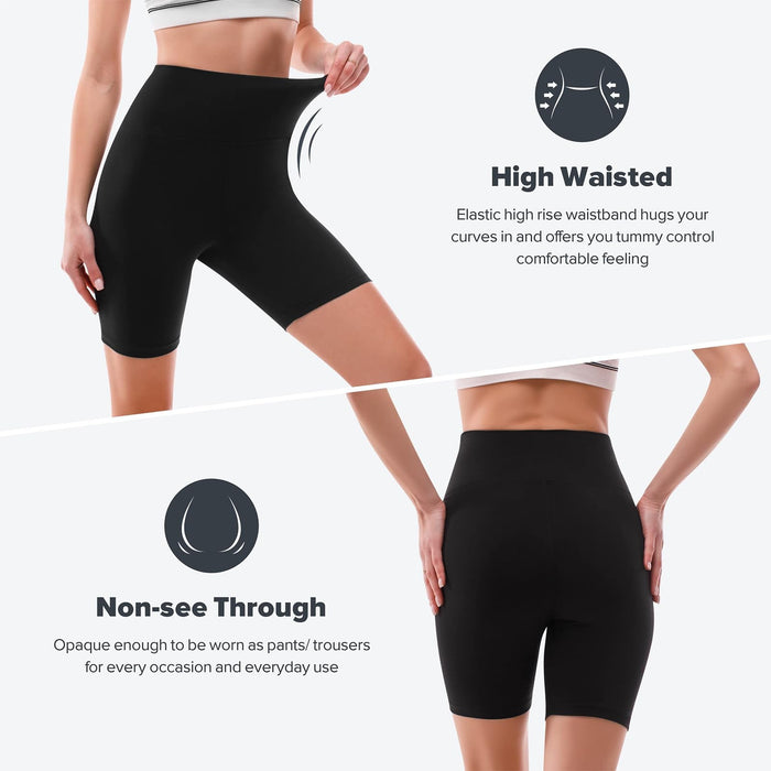 SINOPHANT High Waisted Women Biker Shorts - 6” Buttery Soft Elastic Tummy Control Shorts for Gym, Yoga, Workout