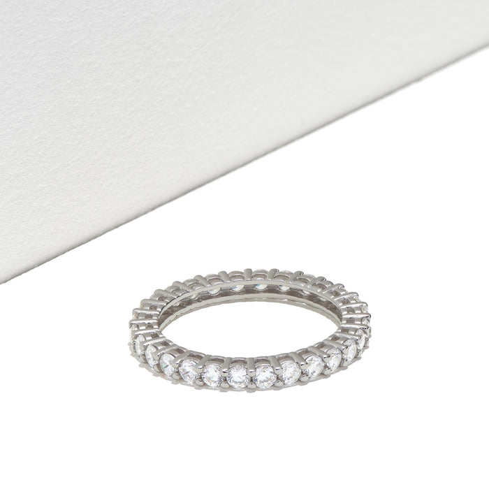 Amazon Essentials Eternity Band Cubic Zirconia Demi Fine Stacking Ring in Sterling Silver