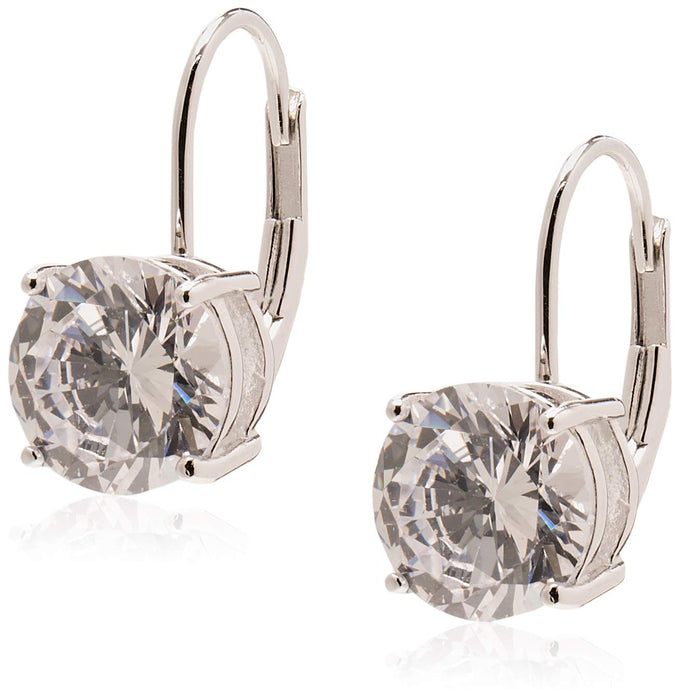 Amazon Essentials Sterling Silver Round Cut Cubic Zirconia Leverback Earrings