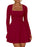 Kaximil Women's Square Neck Ruffle Hem Mini Dress Ruched Waist Long Sleeve Corset Short Party Dresses