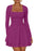 Kaximil Women's Square Neck Ruffle Hem Mini Dress Ruched Waist Long Sleeve Corset Short Party Dresses