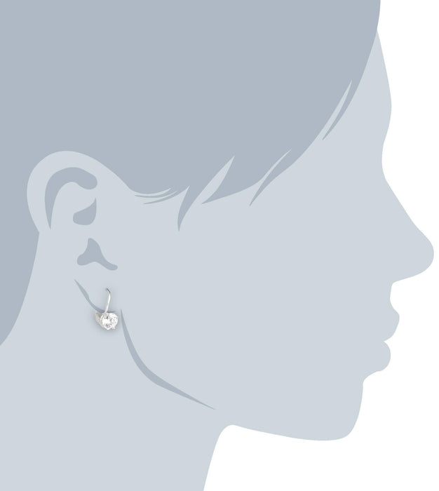 Amazon Essentials Sterling Silver Round Cut Cubic Zirconia Leverback Earrings