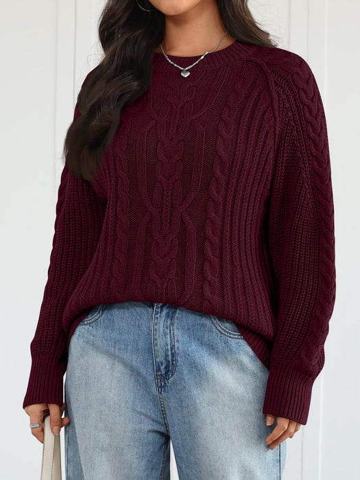 Trendy Queen Women's Oversized Cable Knit Crewneck Fall Pullover Sweaters