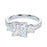 Sterling Silver Center 1.5CT Three Stone Style All Princess Cut Side Stones Promise Engagement Ring