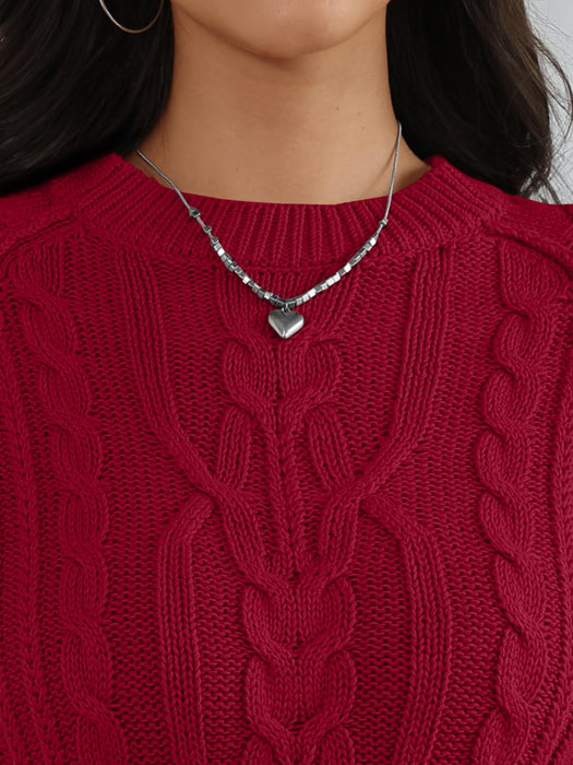 Trendy Queen Women's Oversized Cable Knit Crewneck Fall Pullover Sweaters