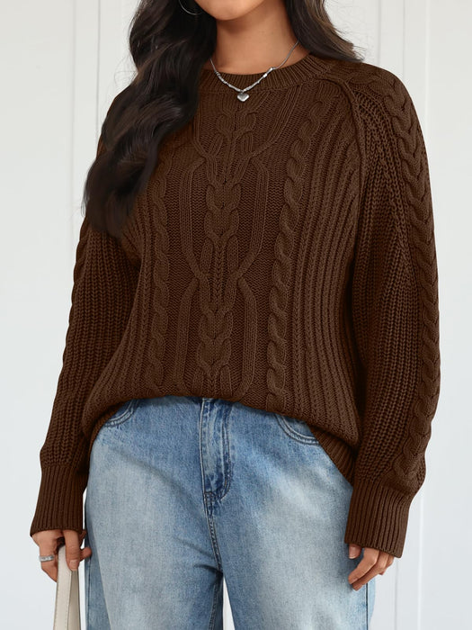 Trendy Queen Women's Oversized Cable Knit Crewneck Fall Pullover Sweaters