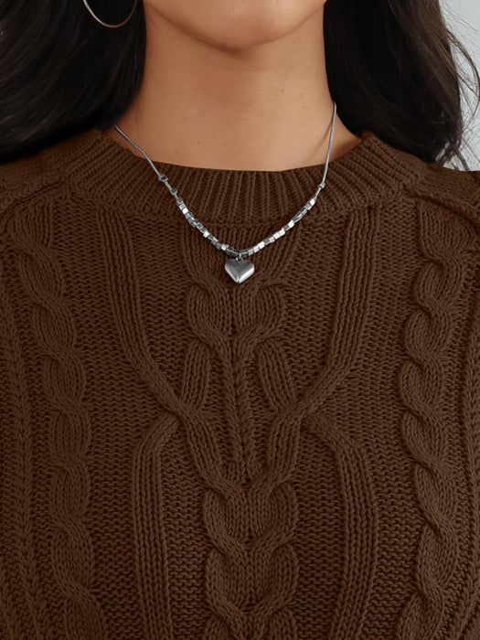 Trendy Queen Women's Oversized Cable Knit Crewneck Fall Pullover Sweaters