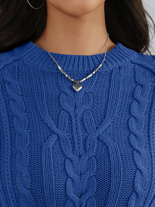 Trendy Queen Women's Oversized Cable Knit Crewneck Fall Pullover Sweaters