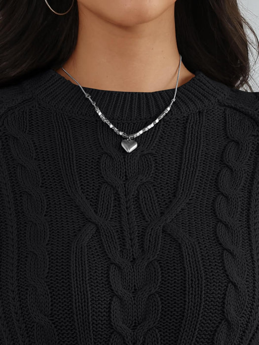 Trendy Queen Women's Oversized Cable Knit Crewneck Fall Pullover Sweaters