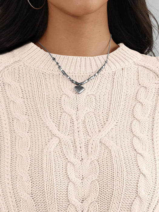 Trendy Queen Women's Oversized Cable Knit Crewneck Fall Pullover Sweaters