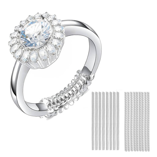 Ring Sizer Adjuster for Loose Rings - 103 Piece Ring Size Adjuster Set, Includes 8 Invisible Adjusters, 4 Spiral Tighteners, 88 EVA Stickers w/Ring Size Measuring Tool Polishing Cloth,Fit Any Rings