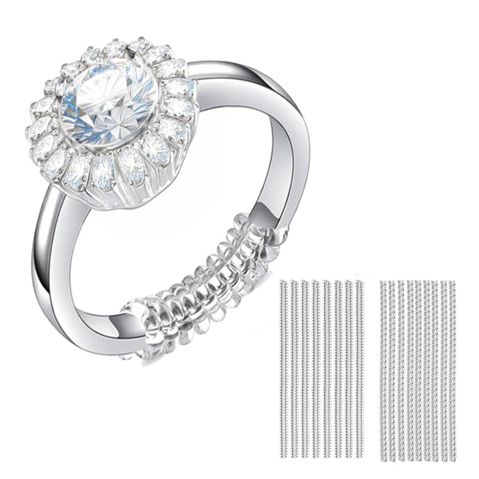 Ring Sizer Adjuster for Loose Rings - 103 Piece Ring Size Adjuster Set, Includes 8 Invisible Adjusters, 4 Spiral Tighteners, 88 EVA Stickers w/Ring Size Measuring Tool Polishing Cloth,Fit Any Rings