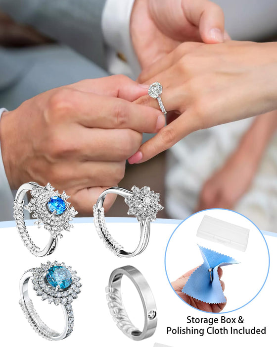 Ring Sizer Adjuster for Loose Rings - 103 Piece Ring Size Adjuster Set, Includes 8 Invisible Adjusters, 4 Spiral Tighteners, 88 EVA Stickers w/Ring Size Measuring Tool Polishing Cloth,Fit Any Rings