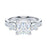 Sterling Silver Center 1.5CT Three Stone Style All Princess Cut Side Stones Promise Engagement Ring