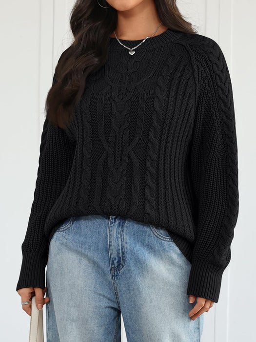 Trendy Queen Women's Oversized Cable Knit Crewneck Fall Pullover Sweaters