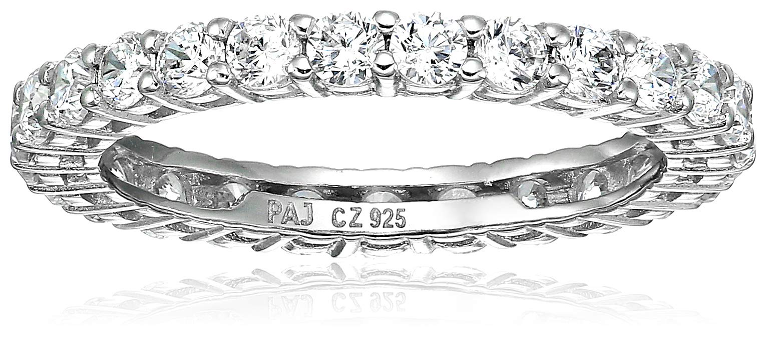 Amazon Essentials Eternity Band Cubic Zirconia Demi Fine Stacking Ring in Sterling Silver