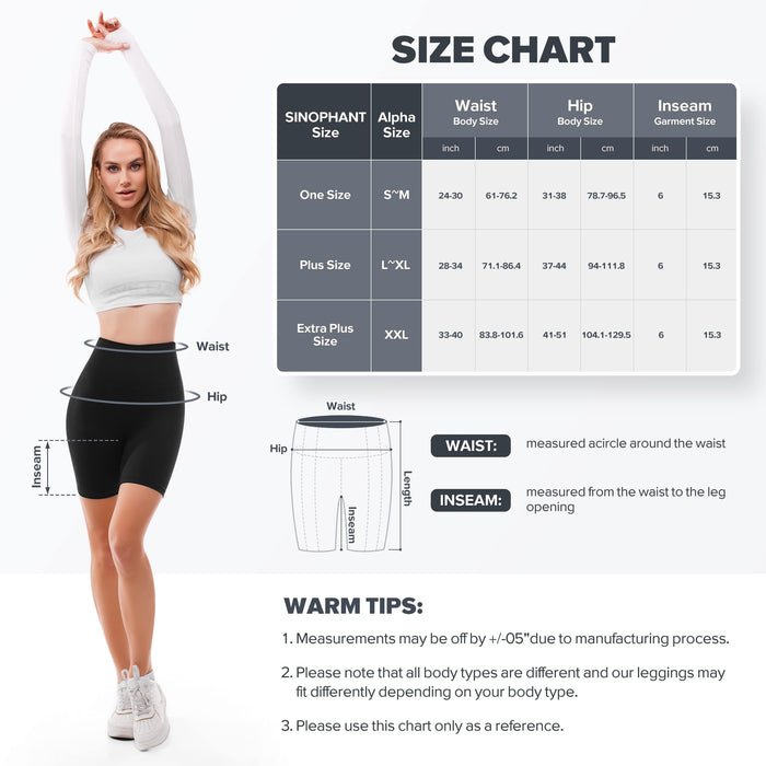 SINOPHANT High Waisted Women Biker Shorts - 6” Buttery Soft Elastic Tummy Control Shorts for Gym, Yoga, Workout