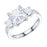 Sterling Silver Center 1.5CT Three Stone Style All Princess Cut Side Stones Promise Engagement Ring