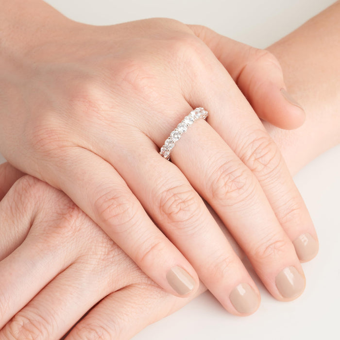 Amazon Essentials Eternity Band Cubic Zirconia Demi Fine Stacking Ring in Sterling Silver