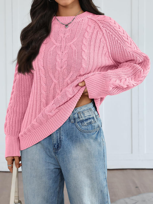 Trendy Queen Women's Oversized Cable Knit Crewneck Fall Pullover Sweaters