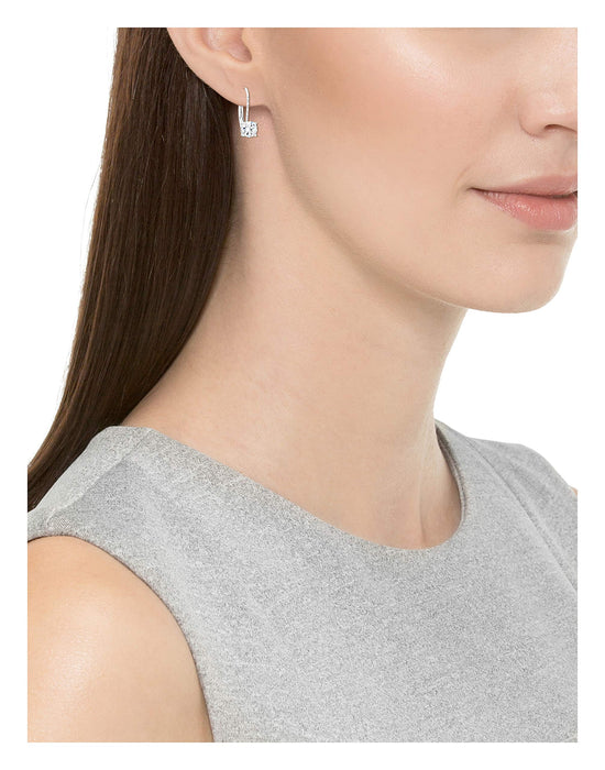 Amazon Essentials Sterling Silver Round Cut Cubic Zirconia Leverback Earrings