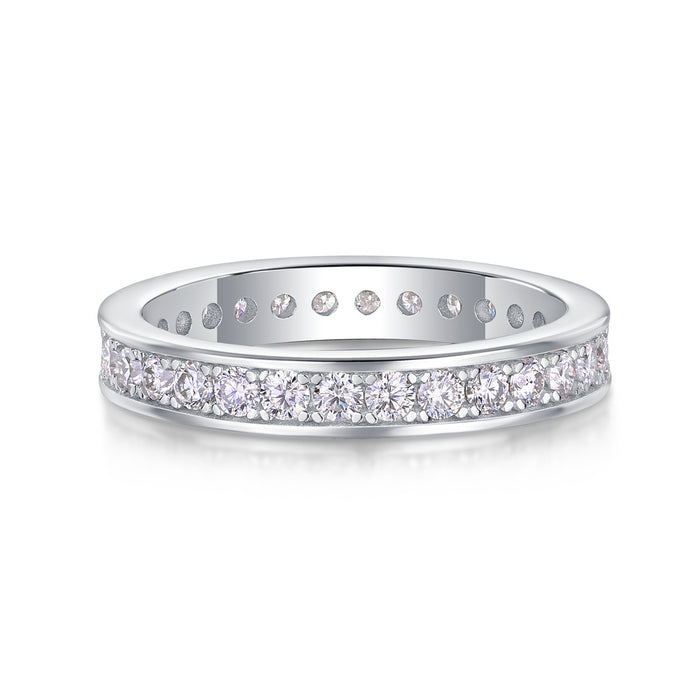 Trajectory - Set With Top-quality Moissanite S925 Silver And Platinum-plated Diamond Wedding Ring, The Ring Can Be Tested With A Diamond Pen In Gold And Rose Gold